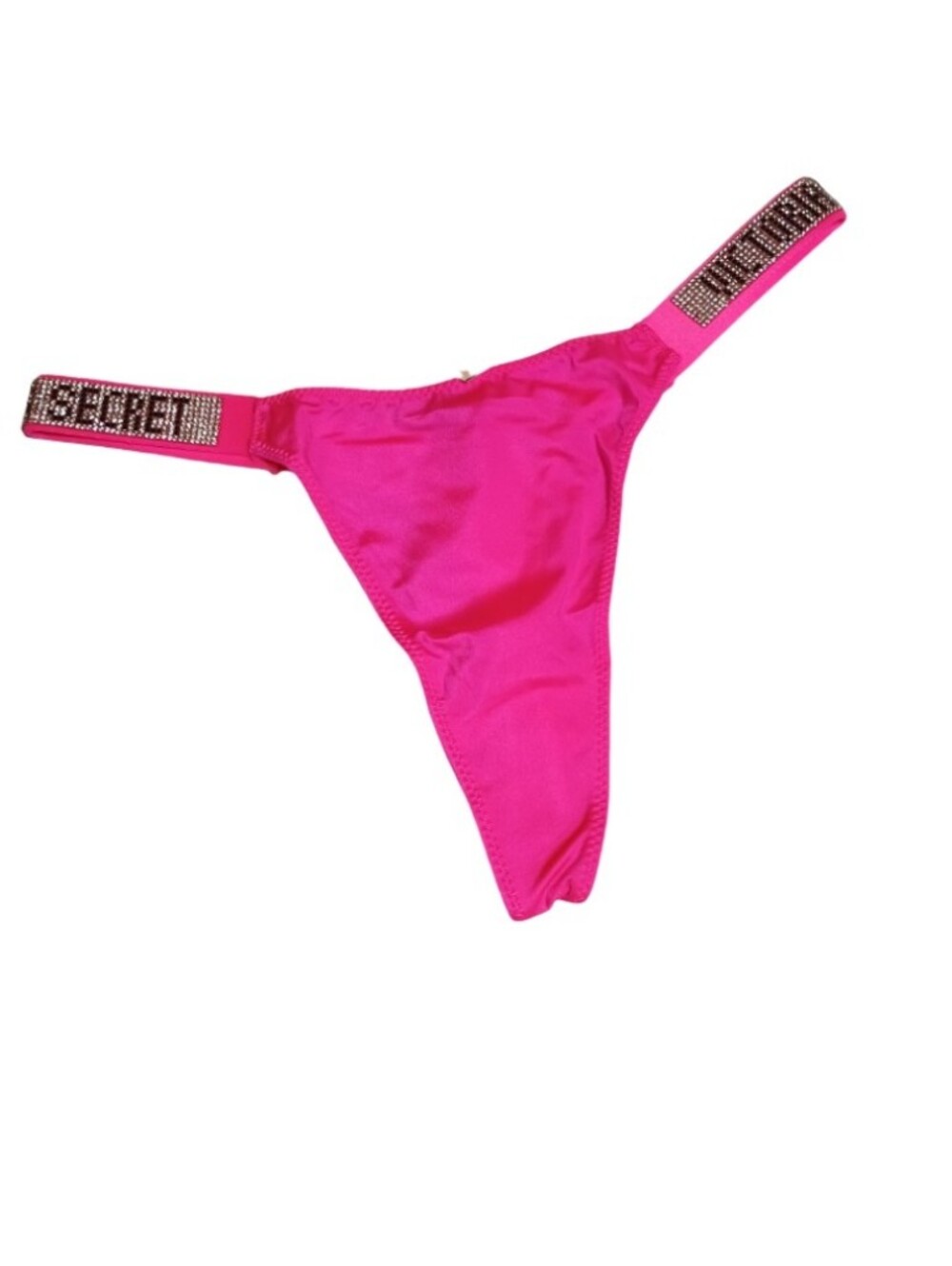 Victoria's Secret Neon Pink Rhinestone Logo Thong NWT